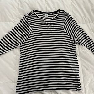 Black and White Striped Long Sleeve Top